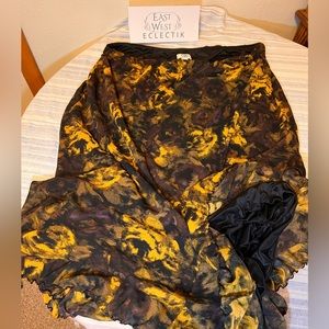 Cato 22/24W Black flower pattern full length skirt